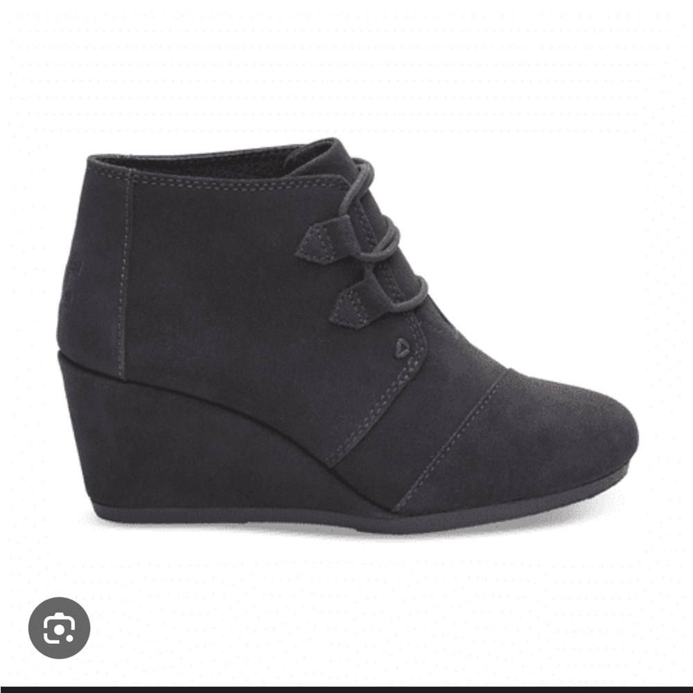 TOMS Kala Women's Black Suede Lace-up Leather Wedge Ankle Booties Boots